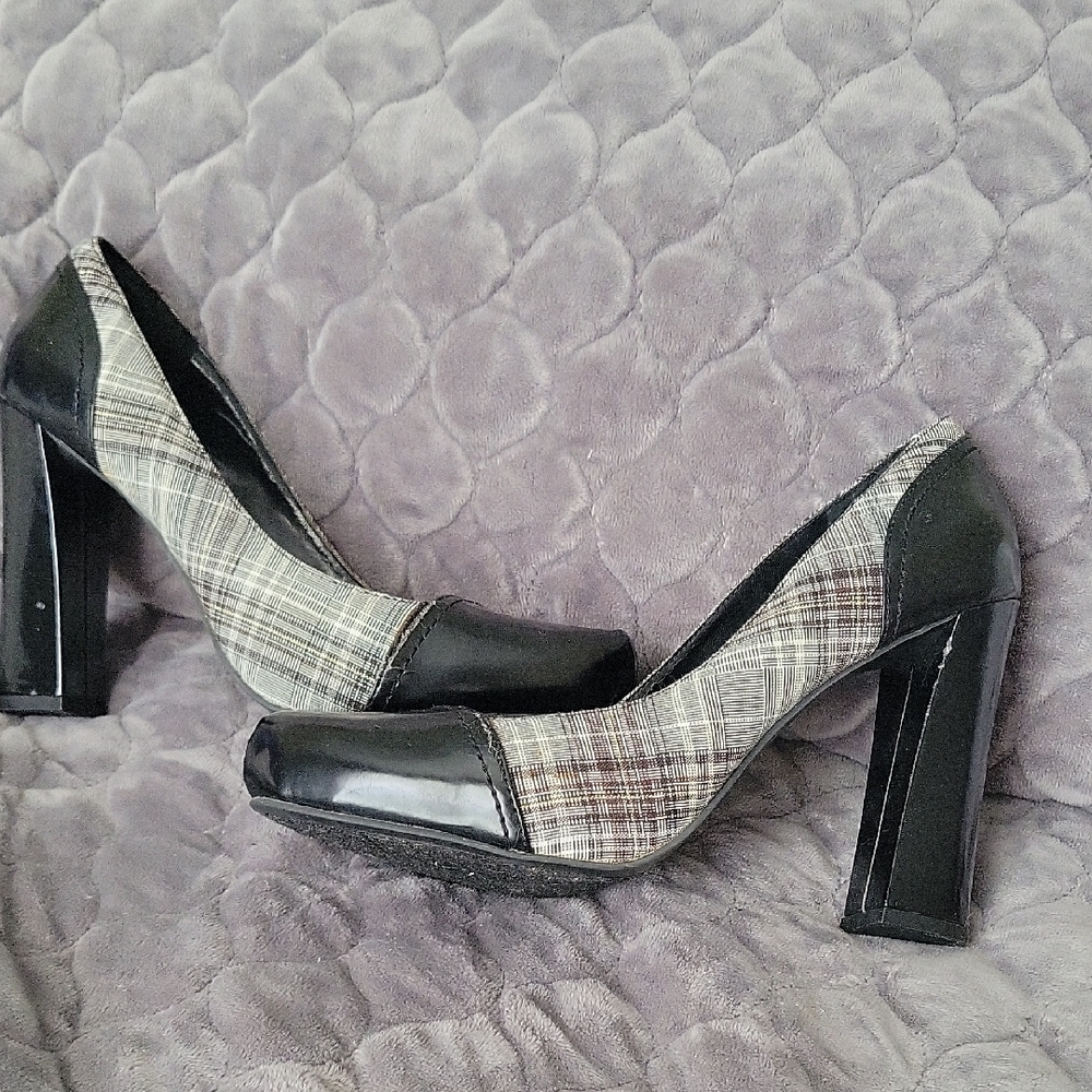 Plaid and Black Women's Heels